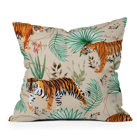 83 Oranges Tropical and Tigers Throw Pillow