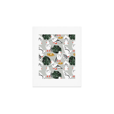 83 Oranges White Pigeons Art Print