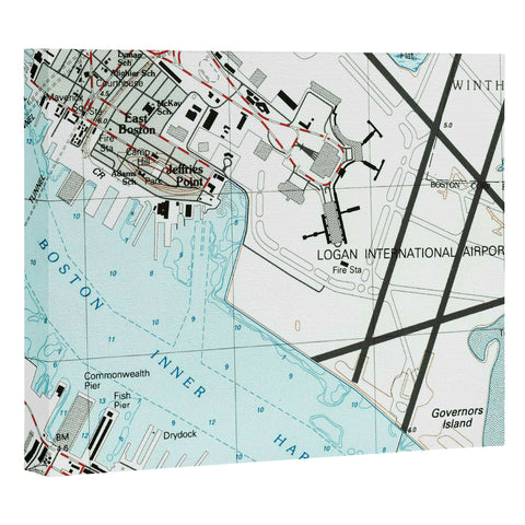 Adam Shaw Boston Logan Airport Map Art Canvas