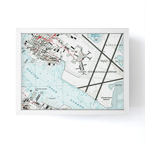 Adam Shaw Boston Logan Airport Map Framed Mini Art Print
