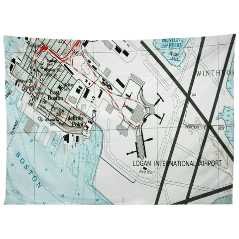Adam Shaw Boston Logan Airport Map Tapestry