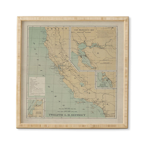 Adam Shaw California Lighthouse Map Framed Wall Art