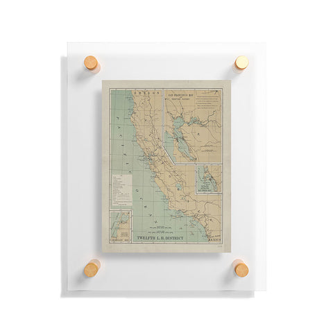 Adam Shaw California Lighthouse Map Floating Acrylic Print