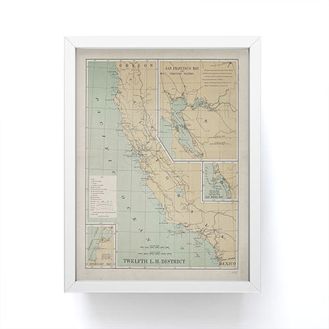 Adam Shaw California Lighthouse Map Framed Mini Art Print
