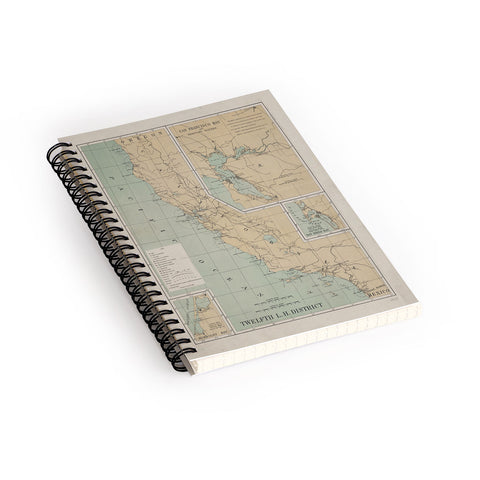 Adam Shaw California Lighthouse Map Spiral Notebook