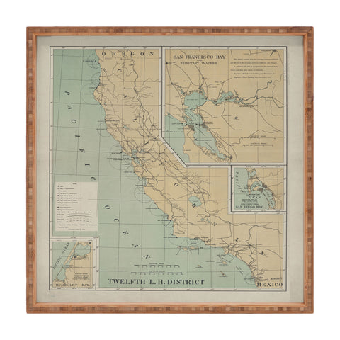 Adam Shaw California Lighthouse Map Square Tray