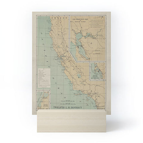 Adam Shaw California Lighthouse Map Mini Art Print