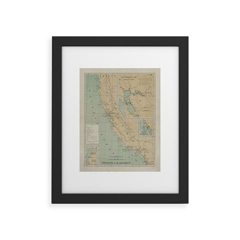 Adam Shaw California Lighthouse Map Framed Art Print