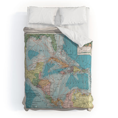 Adam Shaw Caribbean Sea Map 1913 Comforter