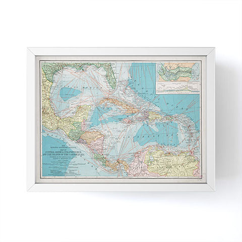 Adam Shaw Caribbean Sea Map 1913 Framed Mini Art Print