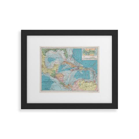 Adam Shaw Caribbean Sea Map 1913 Framed Art Print