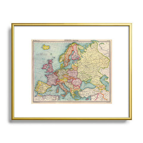 Adam Shaw Europe Map 1922 Metal Framed Art Print