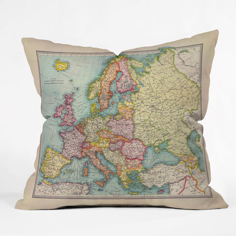Adam Shaw Europe Map 1922 Outdoor Throw Pillow