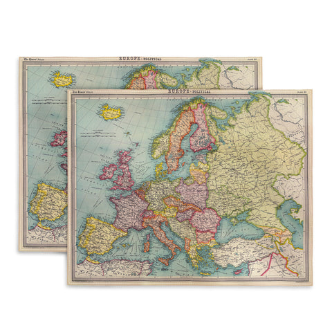 Adam Shaw Europe Map 1922 Placemat