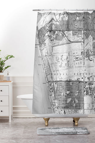 Adam Shaw LAX Airport Map Shower Curtain And Mat