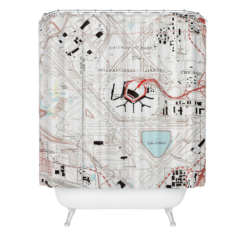 Adam Shaw ORD Chicago OHare Airport Map Shower Curtain