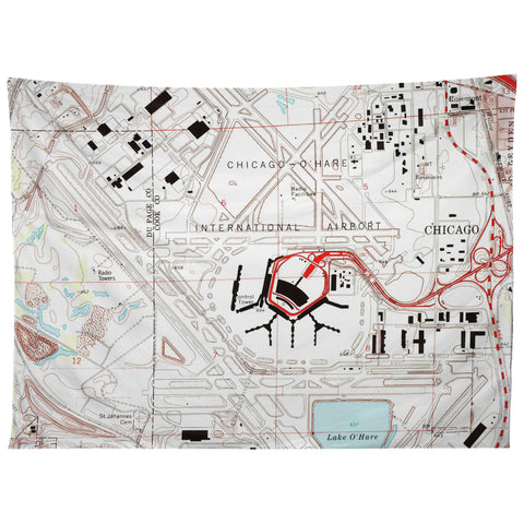 Adam Shaw ORD Chicago OHare Airport Map Tapestry