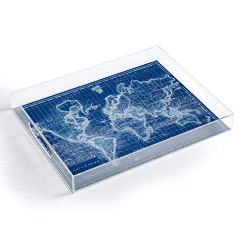 Adam Shaw World Map Blueprint Acrylic Tray