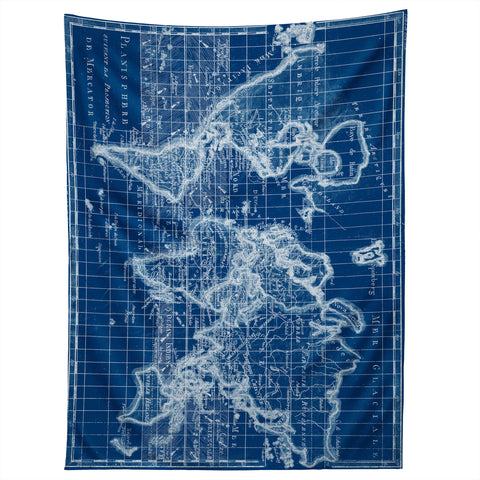 Adam Shaw World Map Blueprint Tapestry
