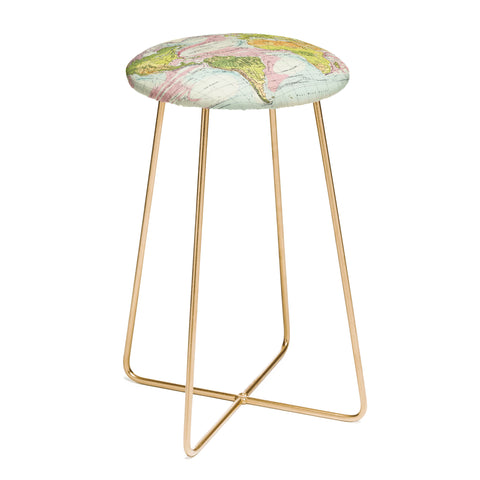Adam Shaw World Map of Mother Nature Counter Stool