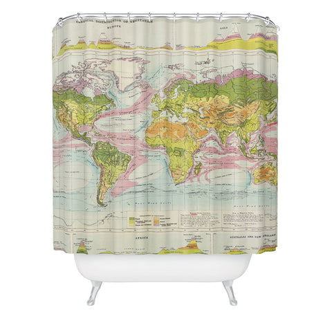Adam Shaw World Map of Mother Nature Shower Curtain