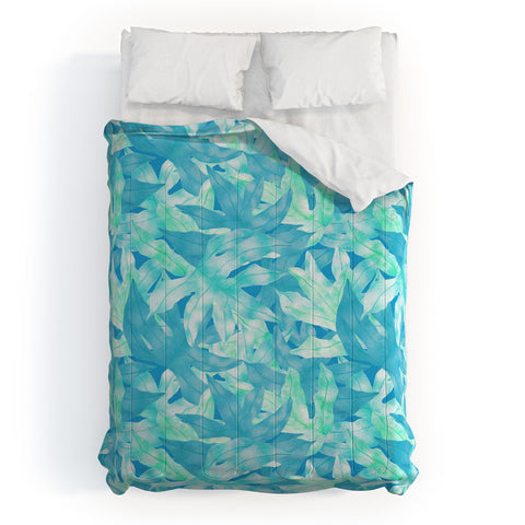 Aimee St Hill Aqua Leaves Comforter
