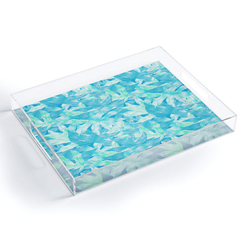 Aimee St Hill Aqua Leaves Acrylic Tray