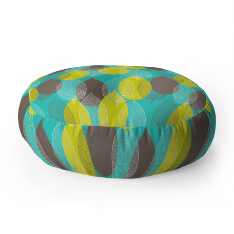 Aimee St Hill Big Leaves Blue Floor Pillow Round