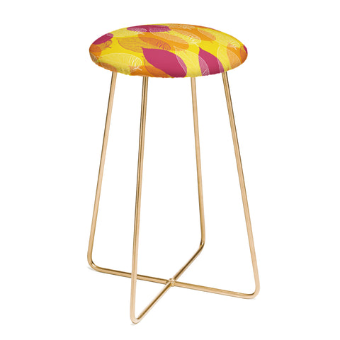 Aimee St Hill Big Leaves Yellow Counter Stool
