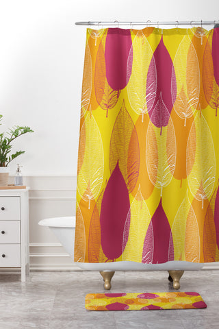 Aimee St Hill Big Leaves Yellow Shower Curtain And Mat