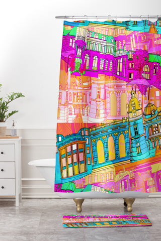 Aimee St Hill City Scape Shower Curtain And Mat