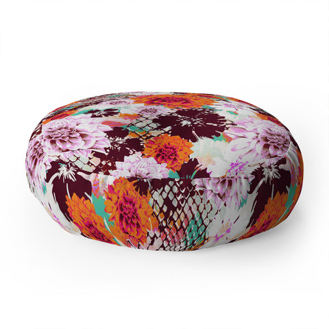 Aimee St Hill Croc And Flowers Orange Floor Pillow Round