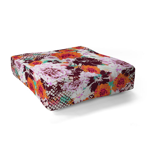 Aimee St Hill Croc And Flowers Orange Floor Pillow Square