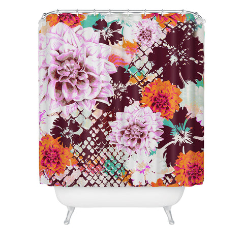 Aimee St Hill Croc And Flowers Orange Shower Curtain