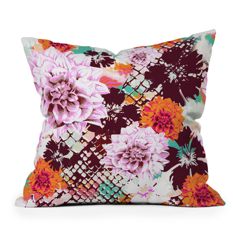 Aimee St Hill Croc And Flowers Orange Throw Pillow
