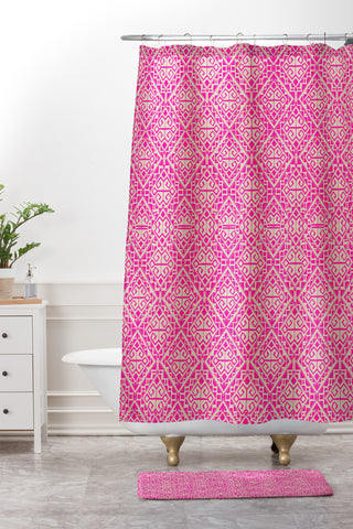 Aimee St Hill Eva All Over Pink Shower Curtain And Mat