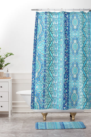Aimee St Hill Farah Stripe Blue Shower Curtain And Mat