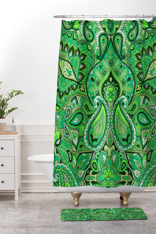Aimee St Hill Paisley Green Shower Curtain And Mat