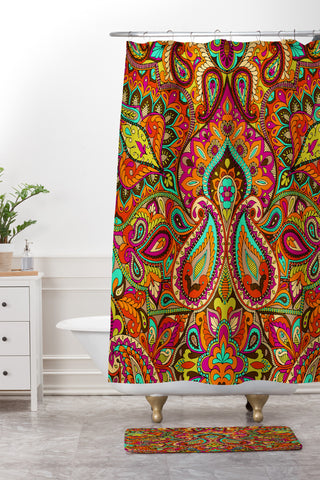 Aimee St Hill Paisley Orange Shower Curtain And Mat