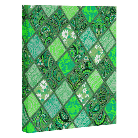 Aimee St Hill Patchwork Paisley Green Art Canvas