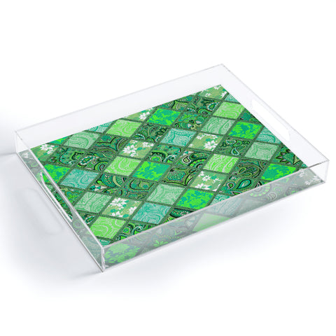 Aimee St Hill Patchwork Paisley Green Acrylic Tray