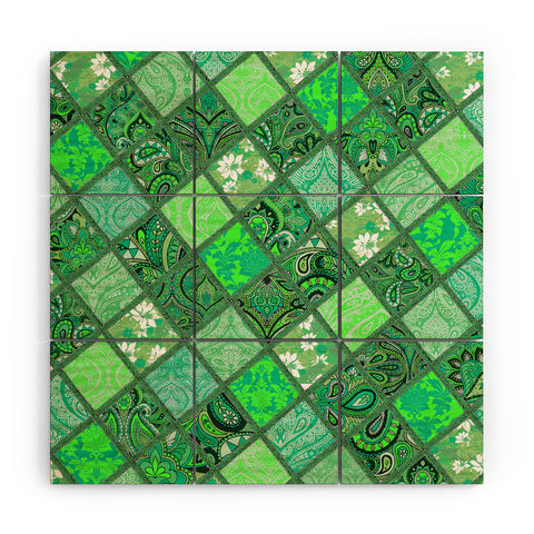 Aimee St Hill Patchwork Paisley Green Wood Wall Mural