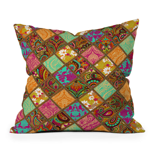 Aimee St Hill Patchwork Paisley Orange Throw Pillow