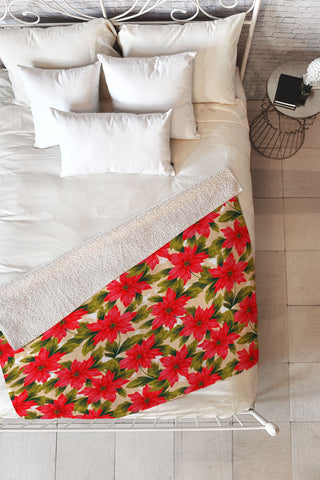 Aimee St Hill Poinsettia Fleece Throw Blanket