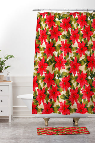 Aimee St Hill Poinsettia Shower Curtain And Mat