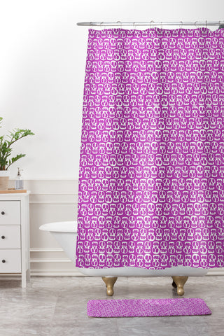 Aimee St Hill Skulls Purple Shower Curtain And Mat