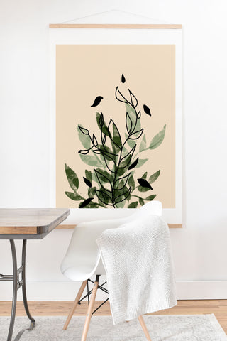 Aleeya Jones Green and black leaves Art Print And Hanger