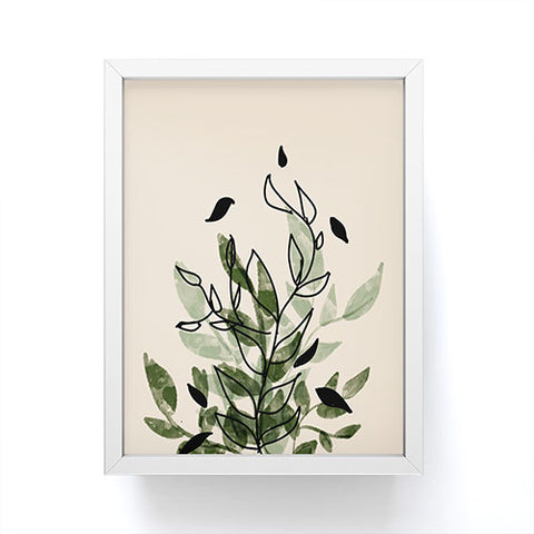 Aleeya Jones Green and black leaves Framed Mini Art Print