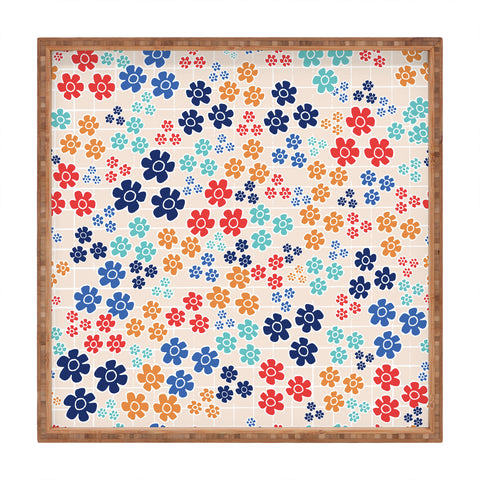 Ali Benyon Bed Of Flowers Square Tray