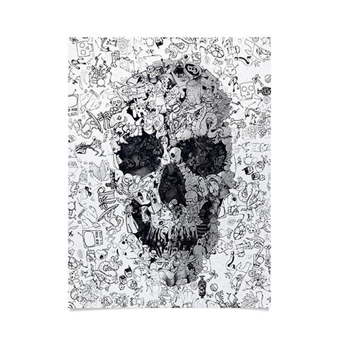 Ali Gulec Doodle Skull BW Poster